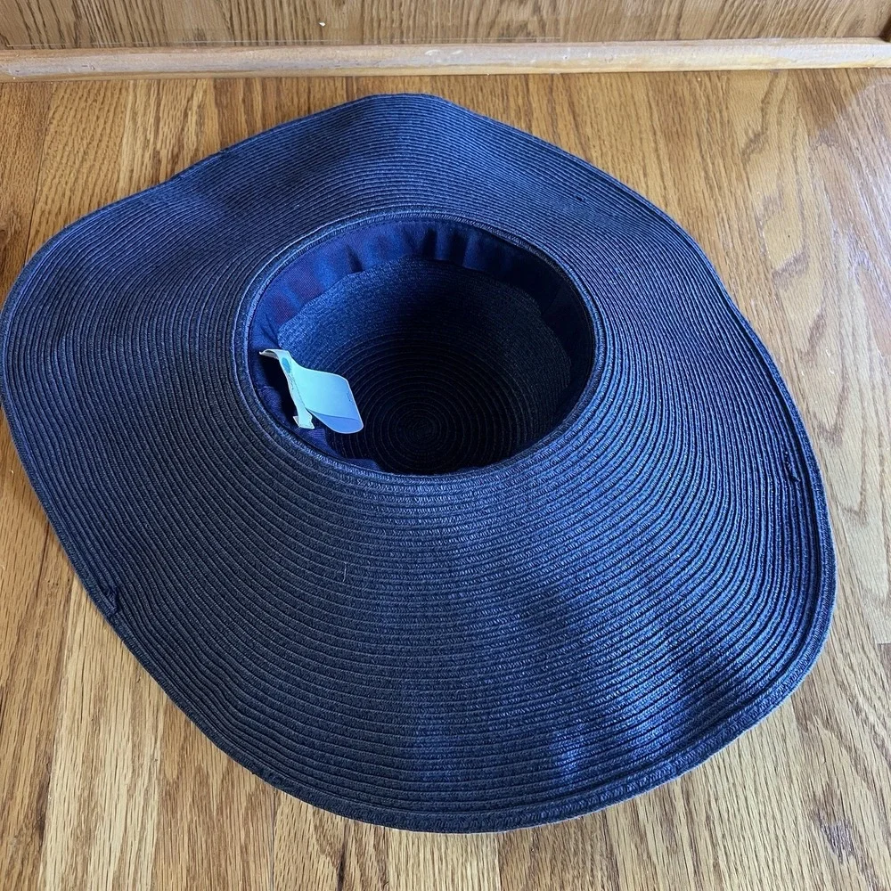 Boden Sun Hat Wide Brim Navy Vacation Beach Nautical Floppy Paper 21.5 Small/Med